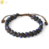 CSJA Natural Stone Double Layers Bracelet Healing Quartz Crystal Beaded Bangle