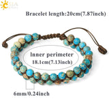 CSJA Natural Stone Double Layers Bracelet Healing Quartz Crystal Beaded Bangle