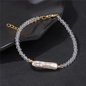 Pearl Charm Bracelet Women Faceted Beads Crystal Bangles Wedding