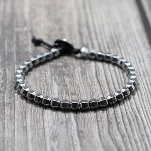 Adjustable Hematite Bracelet Retro Clasp Natural Stone Beads