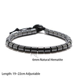 Adjustable Hematite Bracelet Retro Clasp Natural Stone Beads
