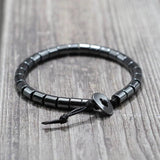 Adjustable Hematite Bracelet Retro Clasp Natural Stone Beads