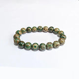 High Natural Green Three Eyes Agate Stone Bracelet Elastic Round Beads