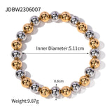 Copper Leather Bead Elastic 8mm Round Bracelet for Women