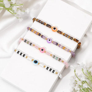Evil Eye Bracelet Natural Stone Beads Chain Couple Jewelry