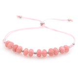 8mm Stone Bead Bracelet Adjustable Cord Stainless Steel Spacer Men Women