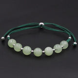 8mm Stone Bead Bracelet Adjustable Cord Stainless Steel Spacer Men Women