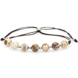 8mm Stone Bead Bracelet Adjustable Cord Stainless Steel Spacer Men Women
