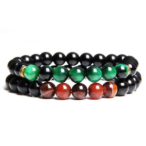 2pcs Natural Stone Bead Bracelets for Men Women