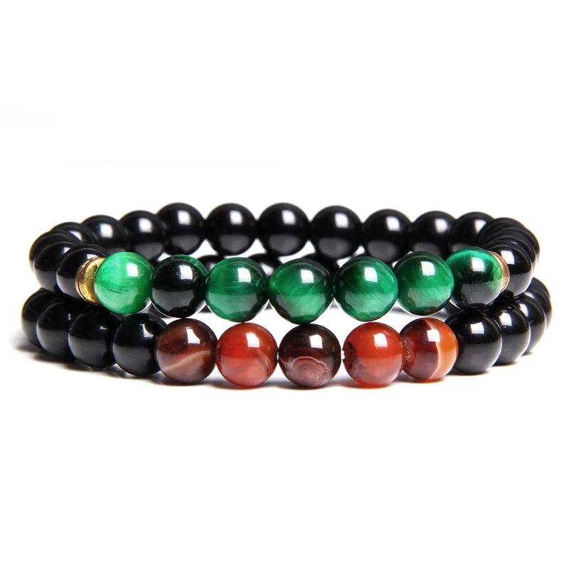 2pcs Natural Stone Bead Bracelets for Men Women