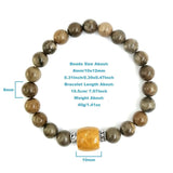 Agate & Tian Huang Stone Bracelet - 8mm Rounds & 11x12 Drum Beads