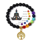 7 Chakra Tree Bracelet Natural Stone Reiki Healing Beads Bangle Men Women