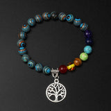 7 Chakra Tree Bracelet Natural Stone Reiki Healing Beads Bangle Men Women