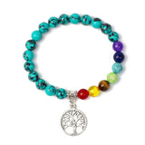 7 Chakra Tree Bracelet Natural Stone Reiki Healing Beads Bangle Men Women