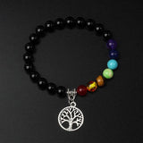 7 Chakra Tree Bracelet Natural Stone Reiki Healing Beads Bangle Men Women