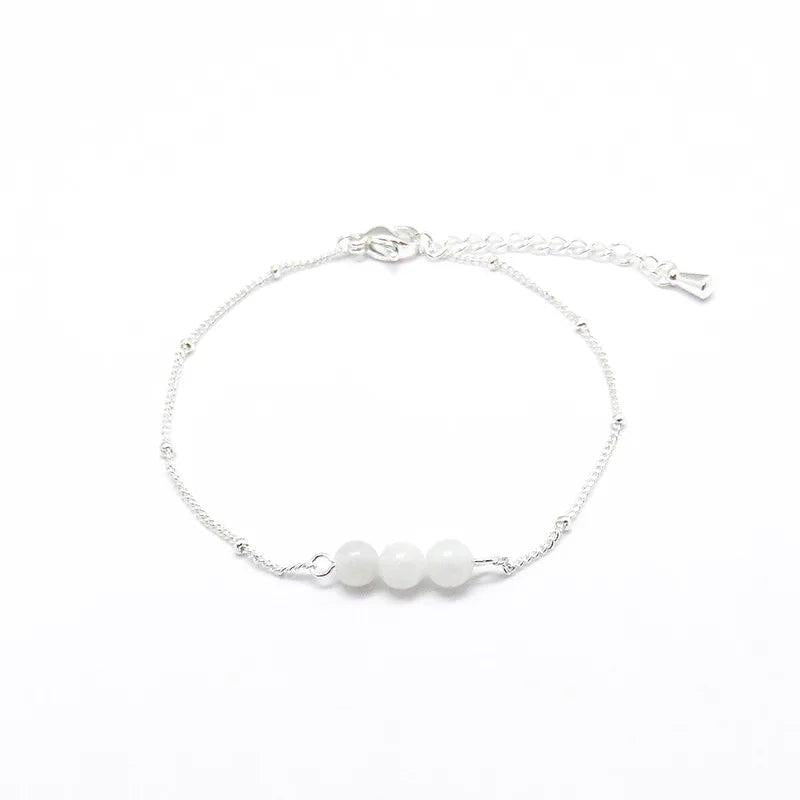 3 Natural Gemstone Bracelets for Women Stainless Steel Beaded Bracelet