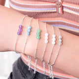 3 Natural Gemstone Bracelets for Women Stainless Steel Beaded Bracelet