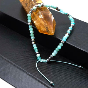 Amazonite Wheel Beads Bracelet Cotton Rope Adjustable