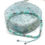 Amazonite Wheel Beads Bracelet Cotton Rope Adjustable