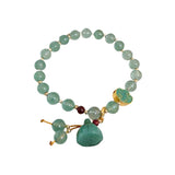 Opal Zircon Beads Bracelet with Leaf Pendant
