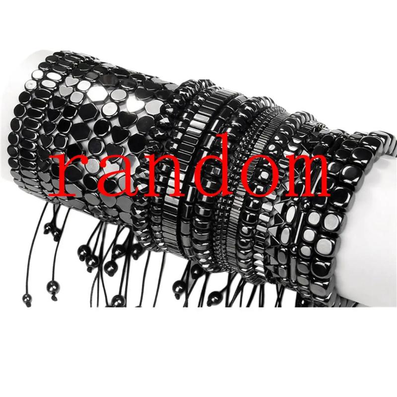 Hematite Heart Gemstone Beads Bangle Bracelet Adjustable Loss Weight