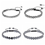 Hematite Heart Gemstone Beads Bangle Bracelet Adjustable Loss Weight