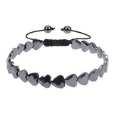 Hematite Heart Gemstone Beads Bangle Bracelet Adjustable Loss Weight