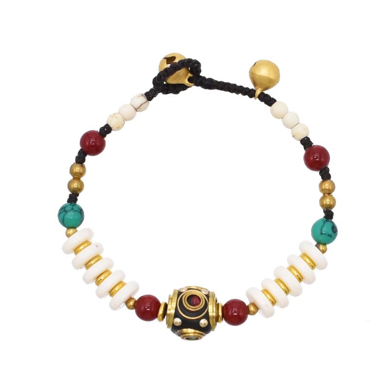 Vintage Tibetan Nepal Beaded Bracelet Gem Turquoise Hand Jewelry