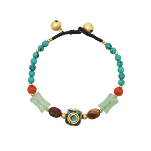 Vintage Tibetan Nepal Beaded Bracelet Gem Turquoise Hand Jewelry
