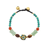 Vintage Tibetan Nepal Beaded Bracelet Gem Turquoise Hand Jewelry