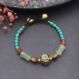 Vintage Tibetan Nepal Beaded Bracelet Gem Turquoise Hand Jewelry