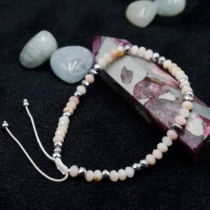 Pink Opal 2*4 Faced Cut Wheel Beads Bracelet for Woman