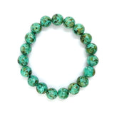 Africa Turquoise 10mm Beads Elastic Bracelet for Woman Man Daily Wear
