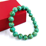 Africa Turquoise 10mm Beads Elastic Bracelet for Woman Man Daily Wear