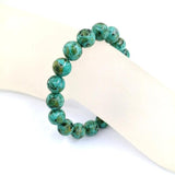 Africa Turquoise 10mm Beads Elastic Bracelet for Woman Man Daily Wear
