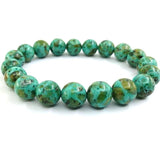 Africa Turquoise 10mm Beads Elastic Bracelet for Woman Man Daily Wear