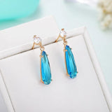 Water Drop Gem Stone Dangle Earrings Gold/Silver Plated Zirconia Drop Earrings