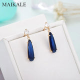 Water Drop Gem Stone Dangle Earrings Gold/Silver Plated Zirconia Drop Earrings