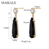 Water Drop Gem Stone Dangle Earrings Gold/Silver Plated Zirconia Drop Earrings