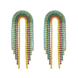Rainbow Rhinestone Chain Dangle Earrings