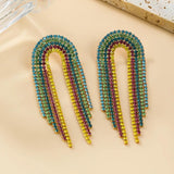 Rainbow Rhinestone Chain Dangle Earrings