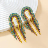 Rainbow Rhinestone Chain Dangle Earrings