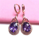 Purple 14K Rose Gem Earrings for Women Wedding Engagement