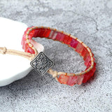Men Green Agate Wrap Beads Bracelet Women Yoga Bangle