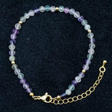 Rainbow Fluorite 4mm Cut Round Beads Bracelet for Women