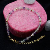 Rainbow Fluorite 4mm Cut Round Beads Bracelet for Women