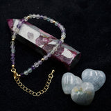 Rainbow Fluorite 4mm Cut Round Beads Bracelet for Women