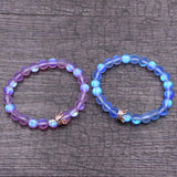 Labradorite Beads CZ Crown Bracelets Set