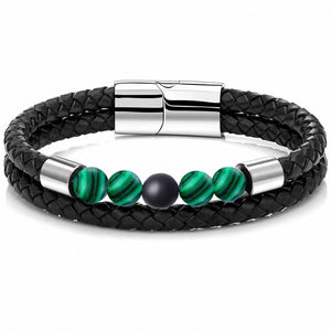 Stainless Steel Stone Beads Bracelet Lapis Lazuli Men Bangle Women Jewelry