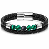 Stainless Steel Stone Beads Bracelet Lapis Lazuli Men Bangle Women Jewelry
